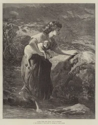 Gerettet vor der Flut, in der Ausstellung der Society of Painters in Water Colours